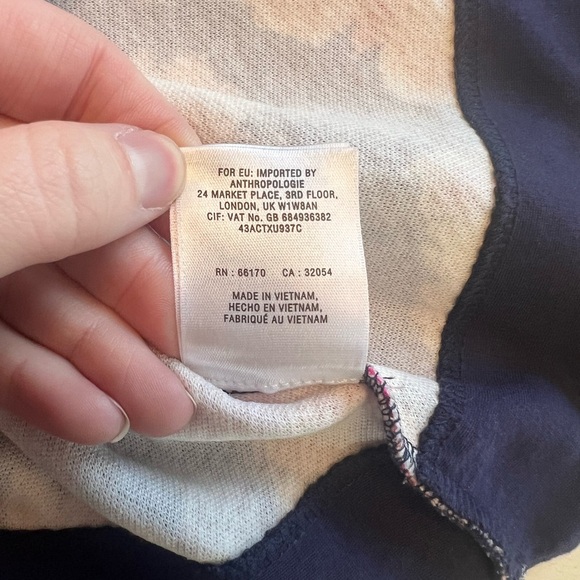 Anthropologie Postmark Clovelly Navy Floral Peplum Top Size Medium Cutout Back - Picture 5 of 5